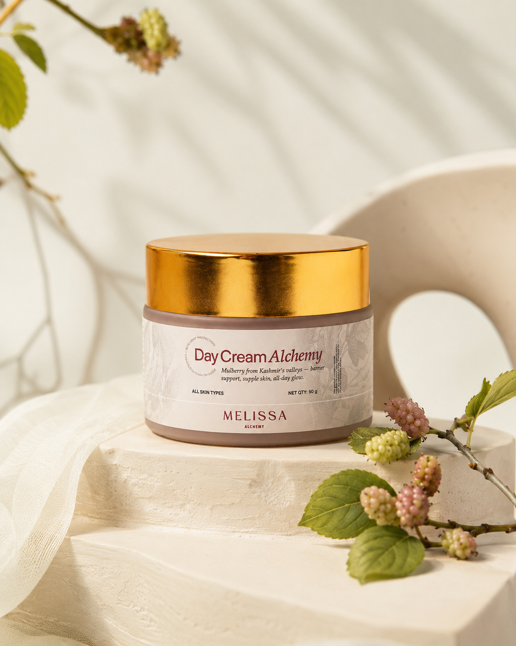 Mulberry day cream for all skin types, glow, pigmentation and barrier support
